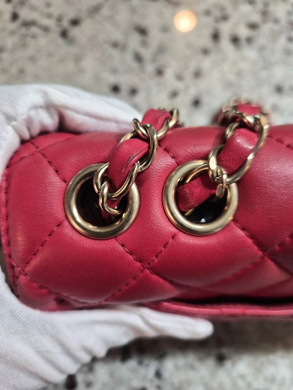 Chanel 15B Lipstick Red Lambskin Classic Mini Flap Bag GHW Rectangular
